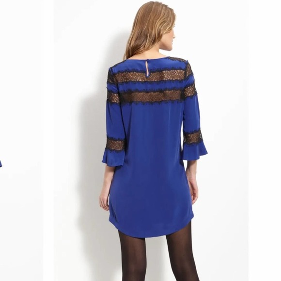 Rebecca Taylor 100% Silk Lace Blue Flutter Dress Size 2 - Picture 2 of 12